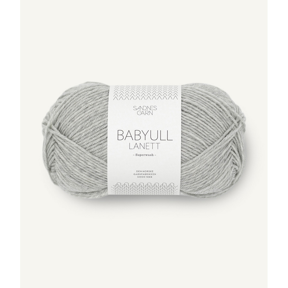 Wolle Sandnes Garn light grey mottled Babyull Lanett 175m 50g