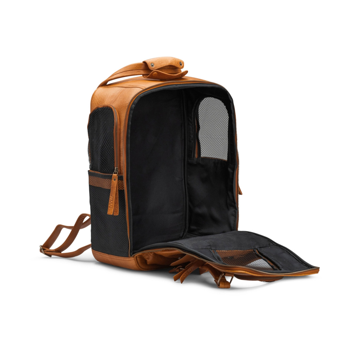 Transportrucksack Hunde Leder Cecily Whisky