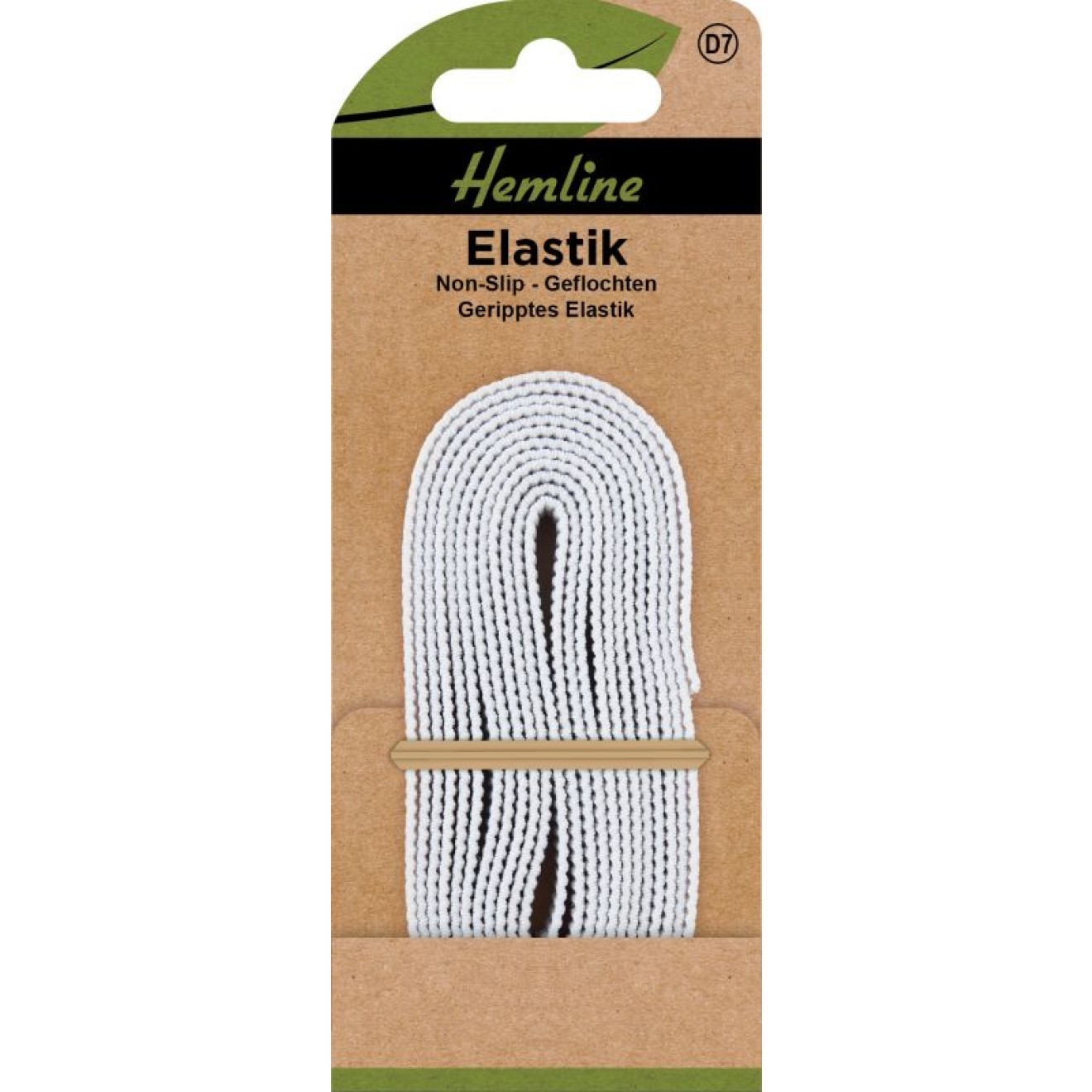 Geripptes Elastik Non-Slip 12 mm weiß 2 m