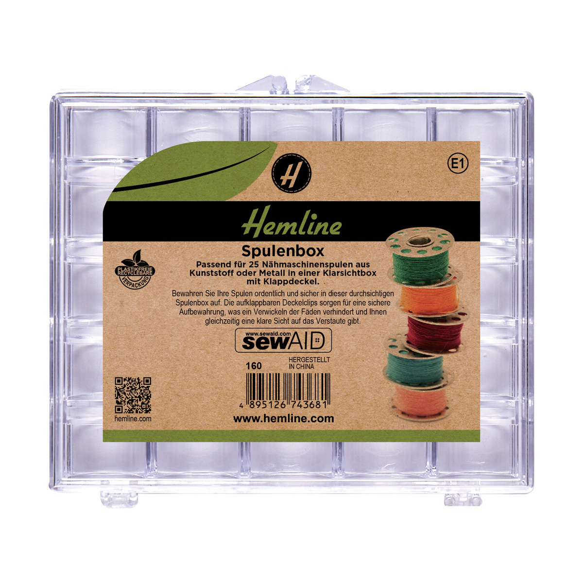 Spulenbox für 25 Nähmaschinenspulen