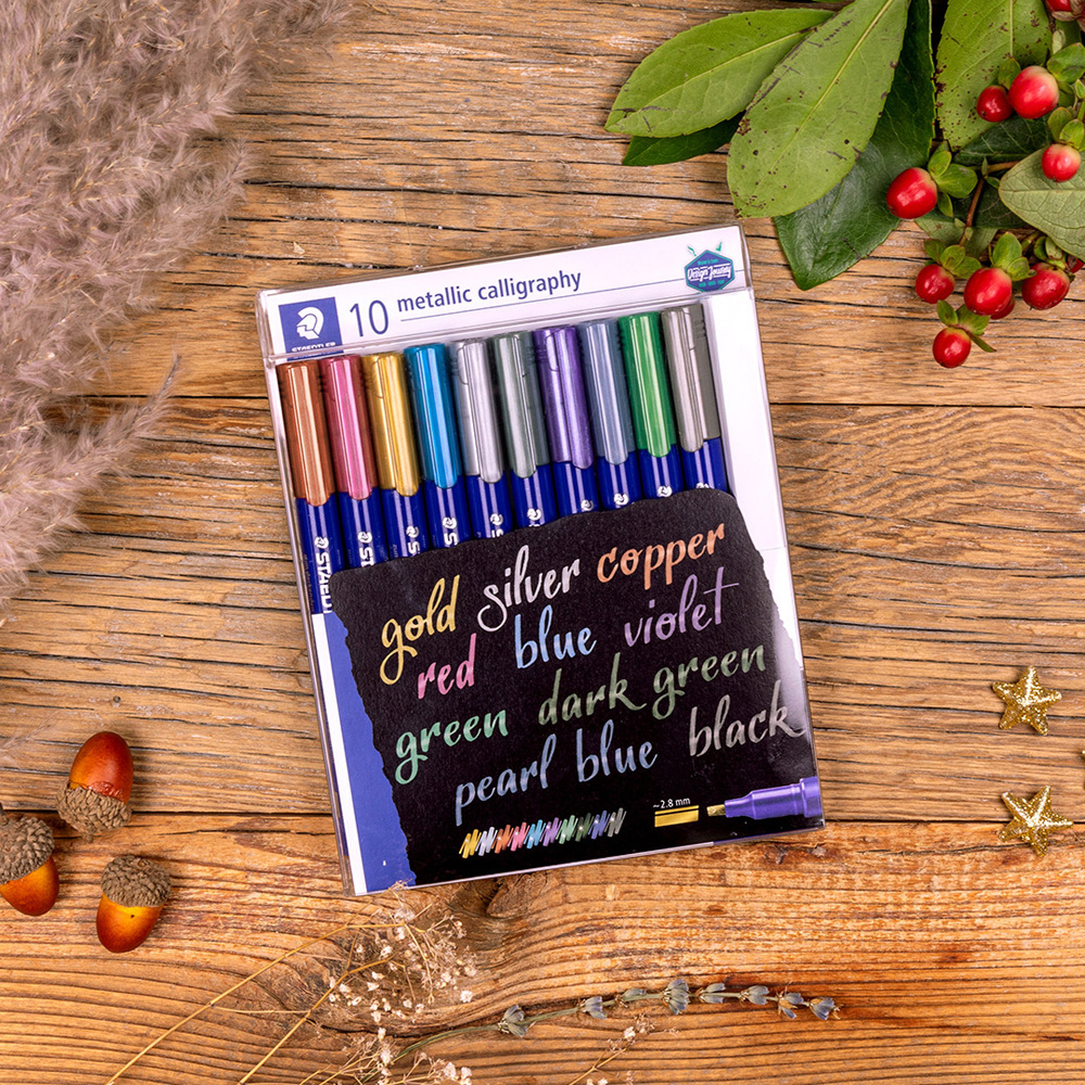Marker-Set metallic calligraphy 10 St verschiedene Farben