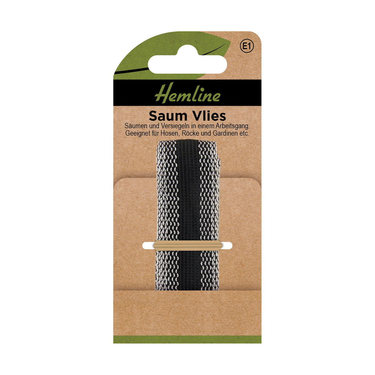 Saum-Vlies schwarz 2 m