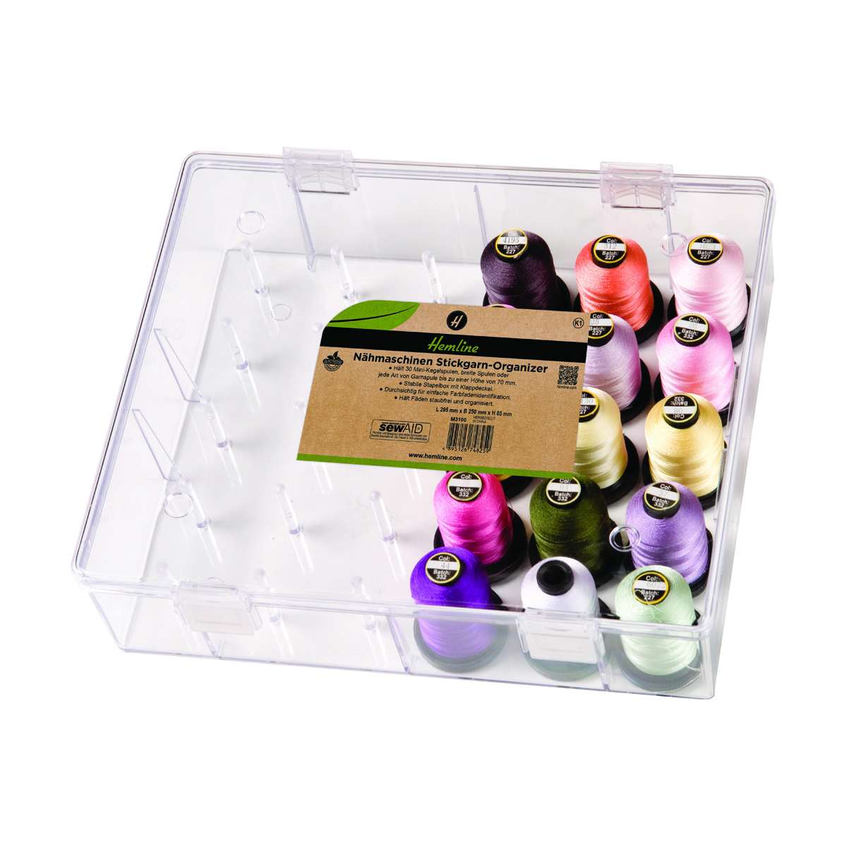 Spulenbox Nähmaschinen Stickgarn-Organizer 30x26x8 cm