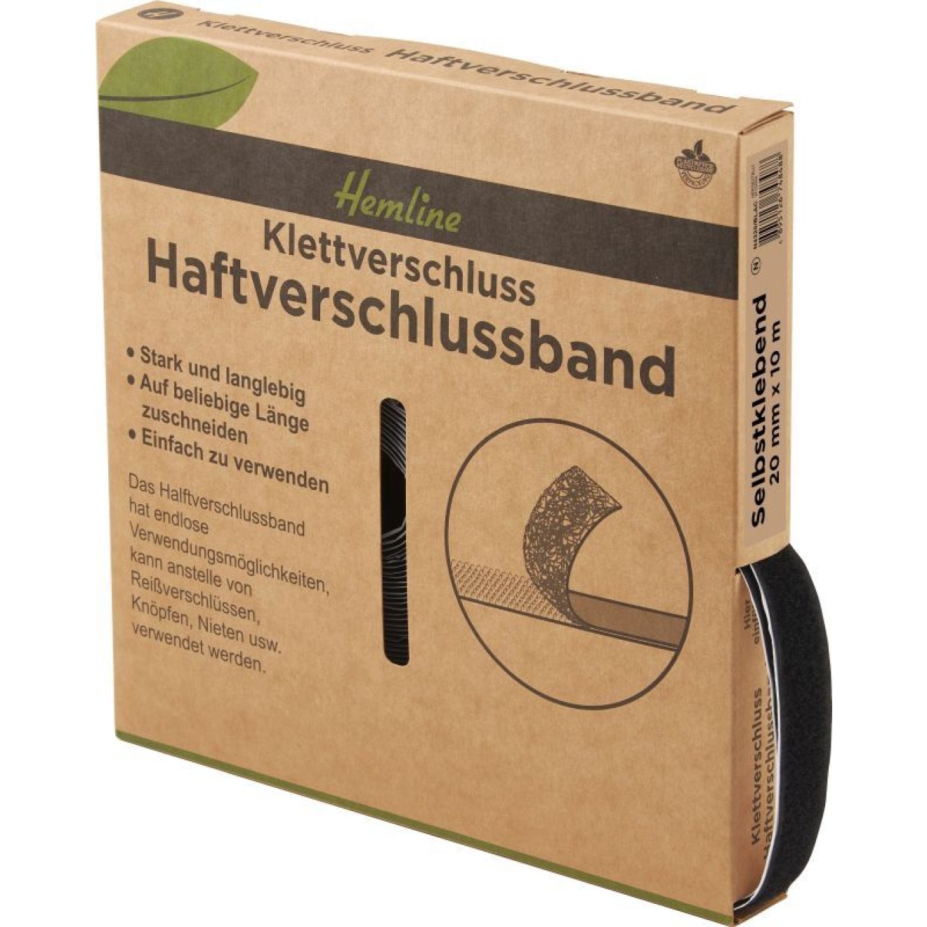 Klettverschluss selbstklebend 20mm x 10m schwarz 1 St