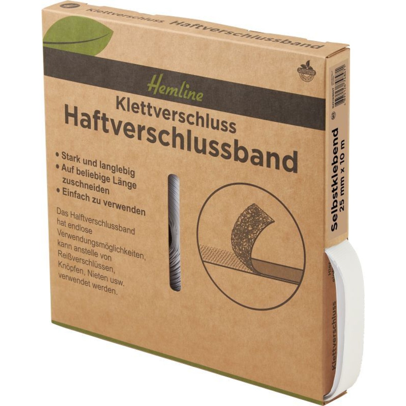 Klettverschluss selbstklebend 25mm x 10m weiß 1 St
