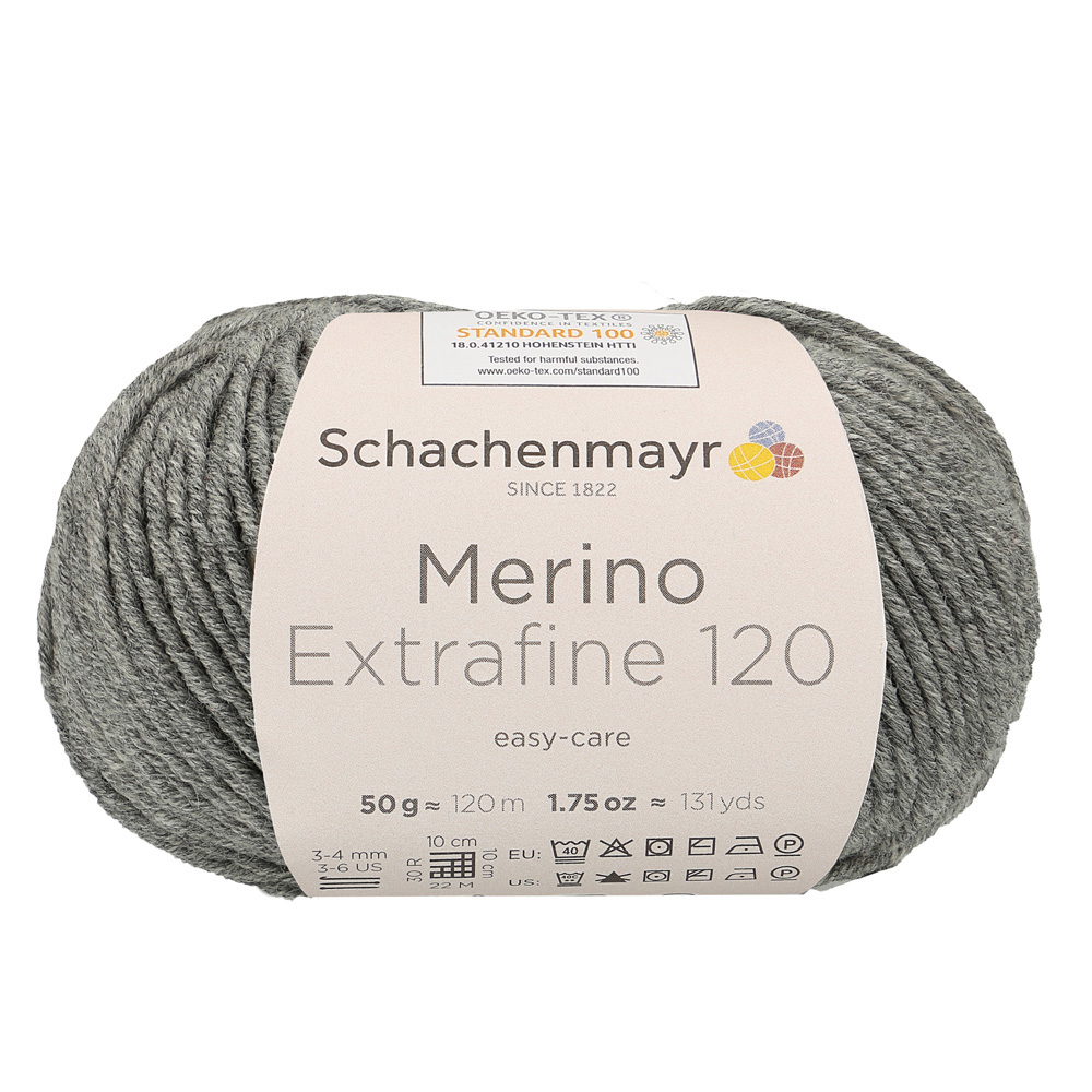 Wolle Schachenmayr mittelgrau meliert Merino Extrafine  120m 50g