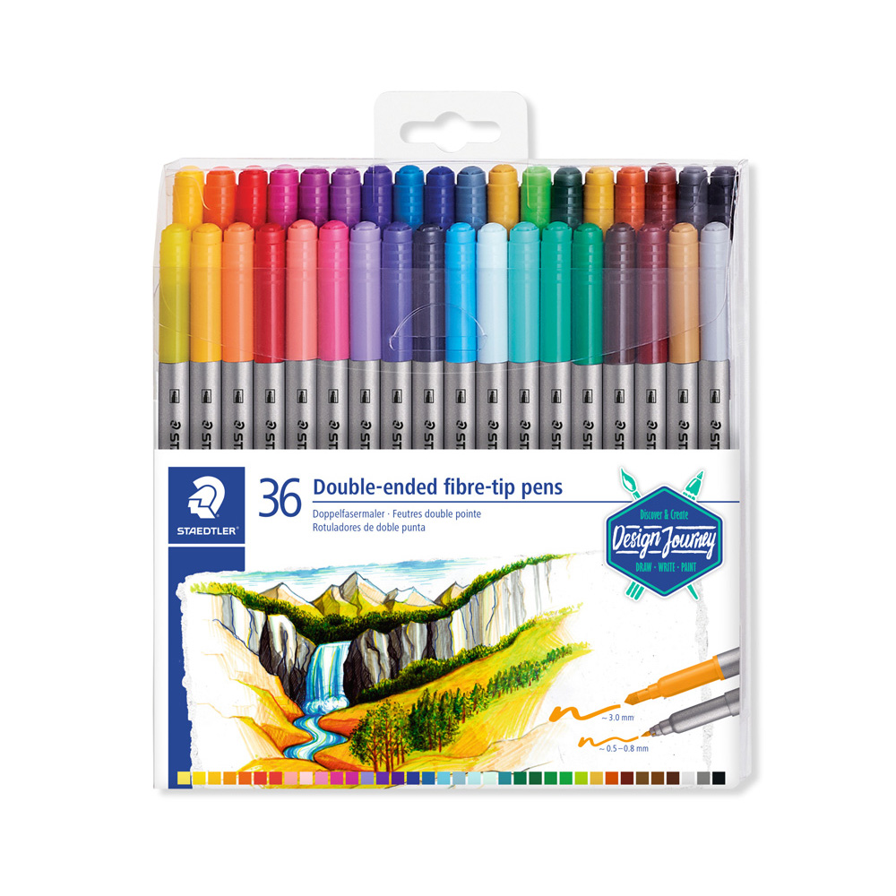 Fasermaler-Set Doppelspitze 36 St im Etui