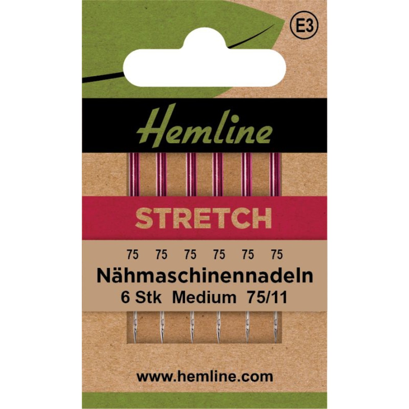 Nähmaschinennadeln Stretch Medium 75/11 6 Stück