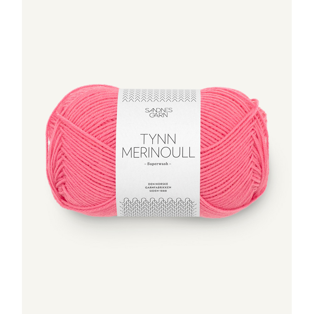 Wolle Sandnes Garn bubblegum pink KlompeLOMPE Tynn Merinoull 175m 50g