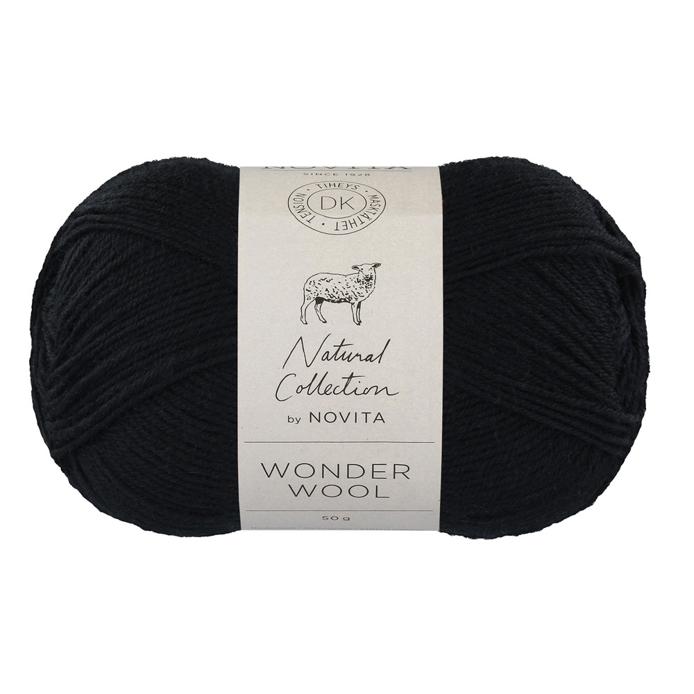 Wolle Novita Schwarz Wonder Wool 112m 50g