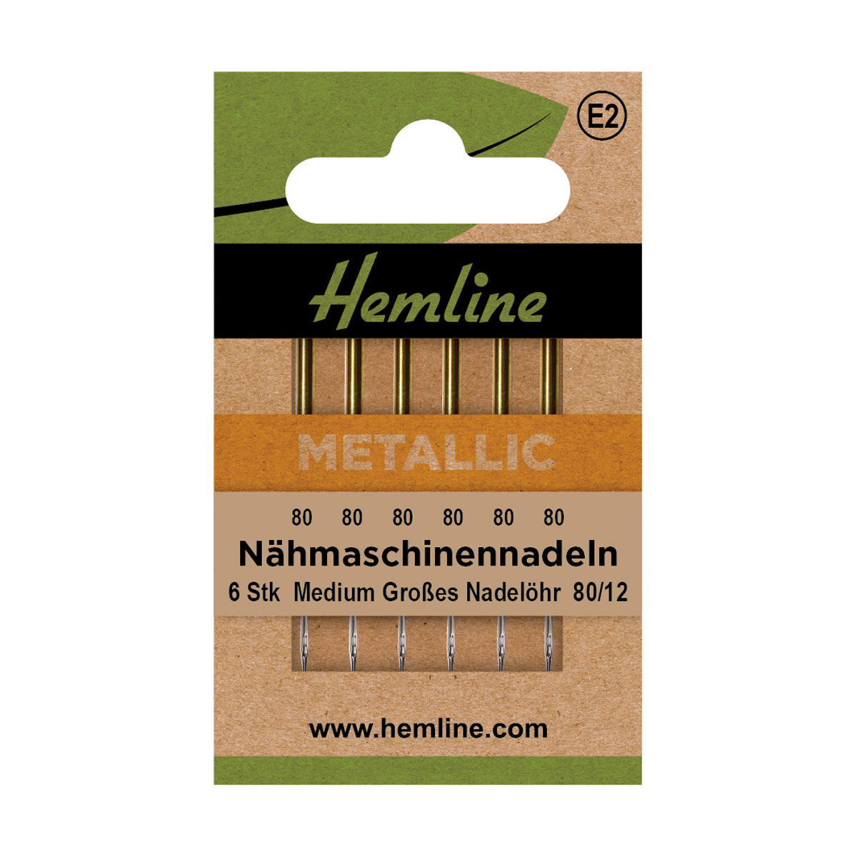 Nähmaschinennadeln Metallic Medium großes Nadelöhr 80/12