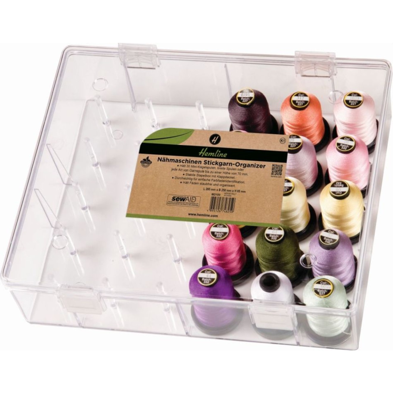Spulenbox Nähmaschinen Stickgarn-Organizer 30x26x8 cm