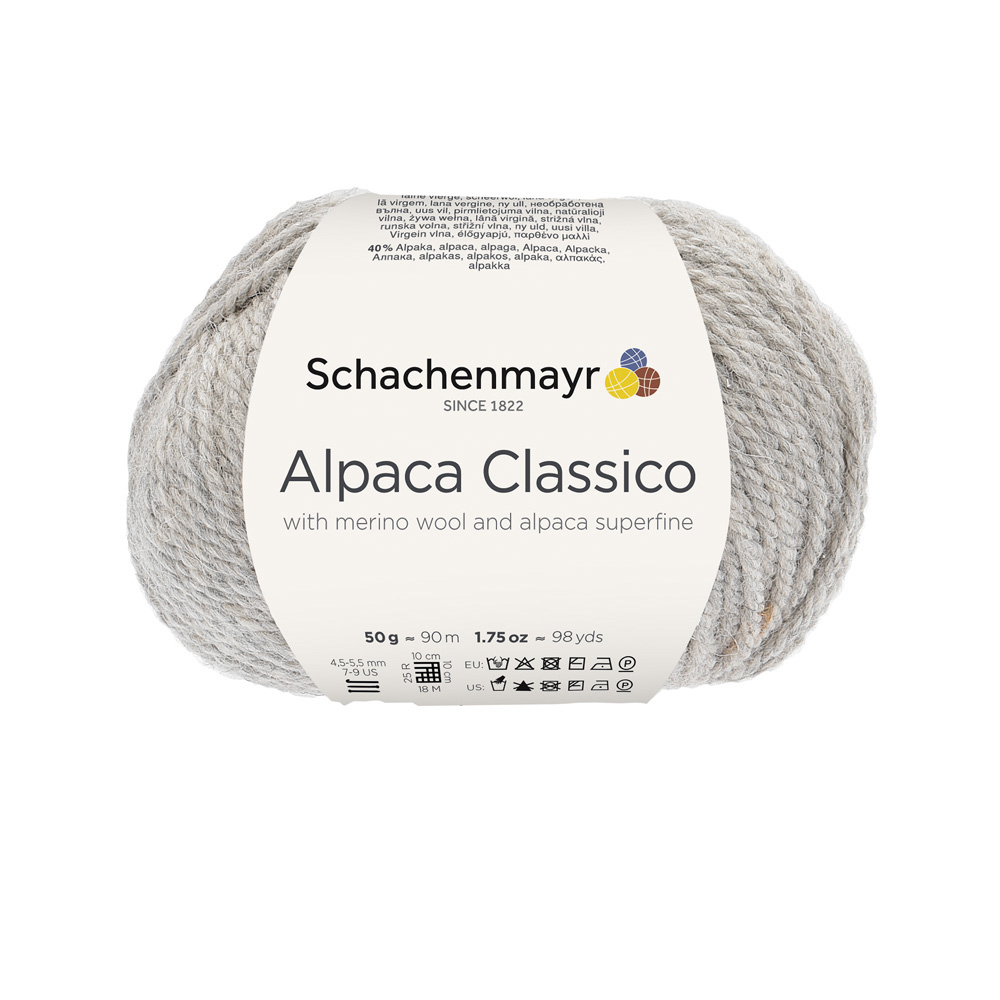 Wolle Schachenmayr hellgrau melange Alpaca Classico 90m 50g