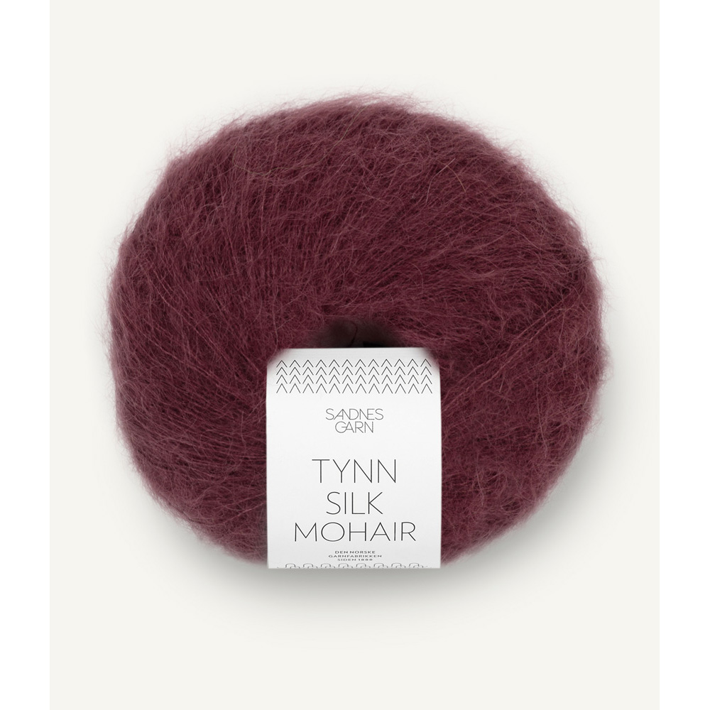 Wolle Sandnes Garn dyp burgunder Tynn Silk Mohair  212m 25g