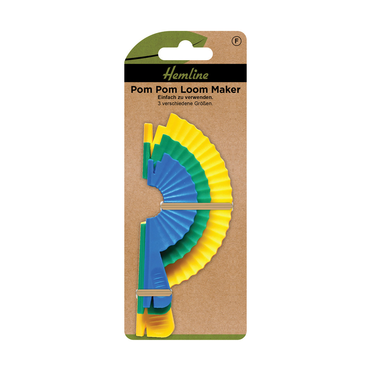 Pom Pom Loom Maker blau, grün, gelb 3 St