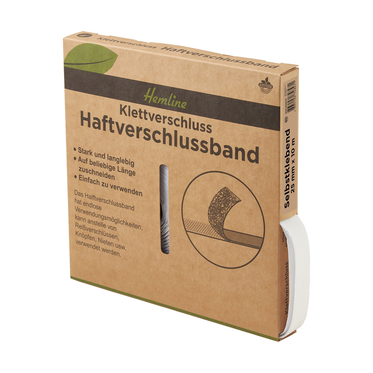 Klettverschluss selbstklebend 25mm x 10m weiß 1 St