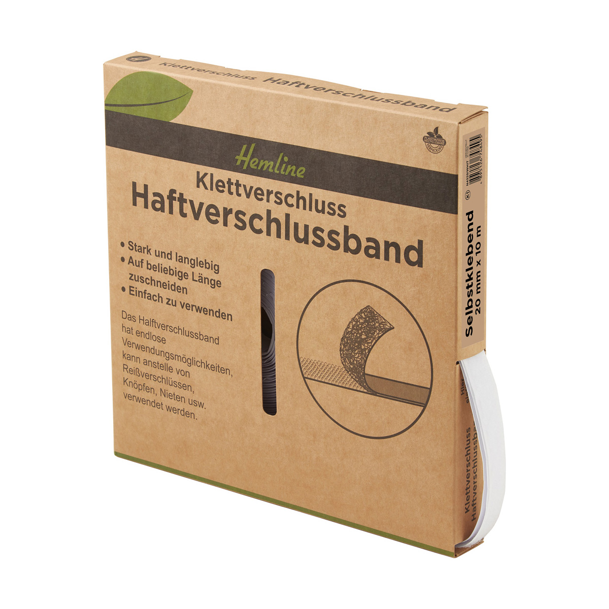 Klettverschluss selbstklebend 20mm x 10m weiß 1 St