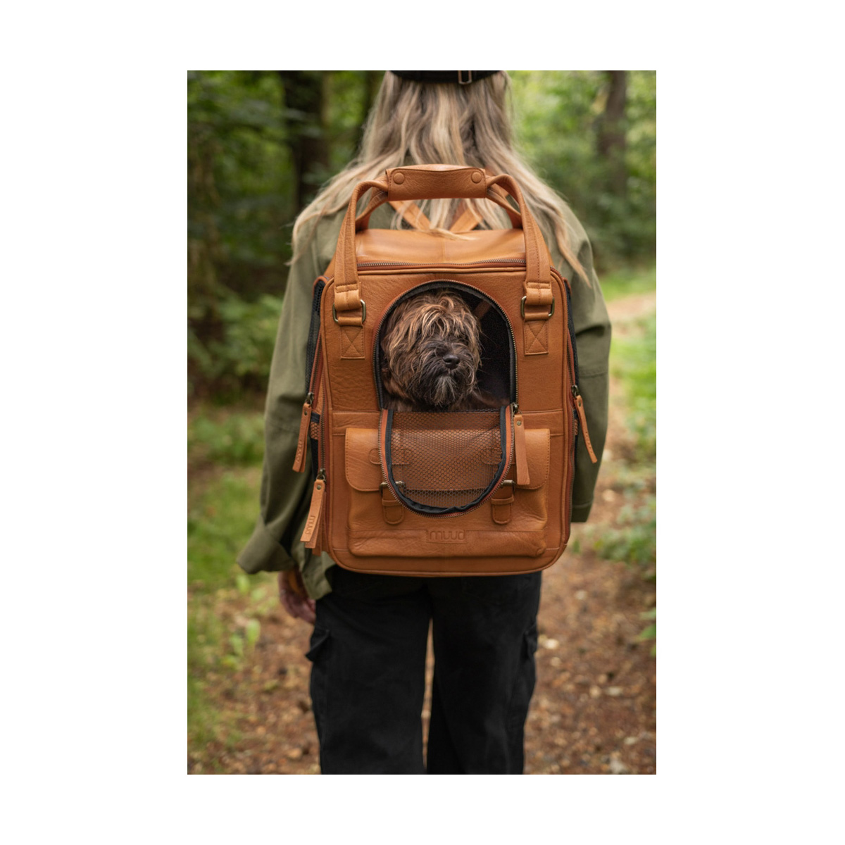 Transportrucksack Hunde Leder Cecily Whisky