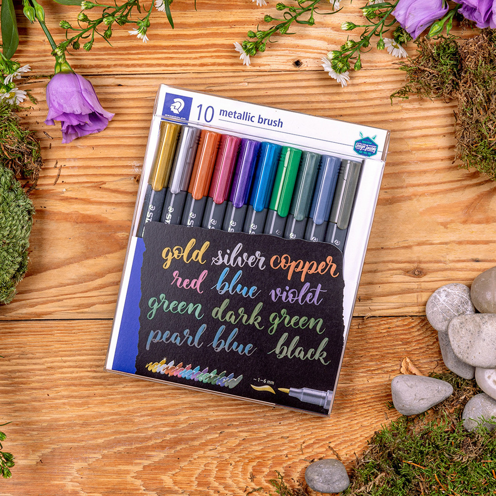 Marker-Set metallic brush 10 St verschiedene Farben
