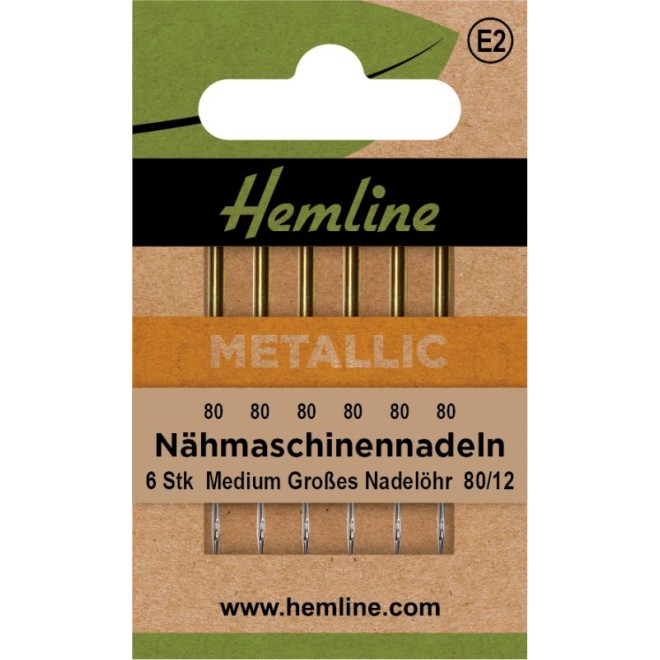 Nähmaschinennadeln Metallic Medium großes Nadelöhr 80/12