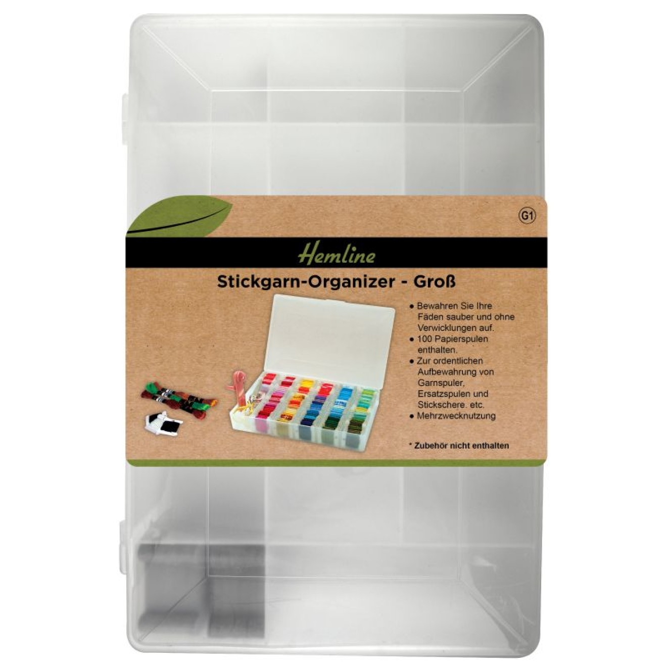 Spulenbox Stickgarn-Organizer 28x18x4 cm
