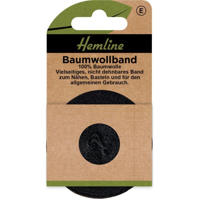 Baumwollband 25 mm schwarz