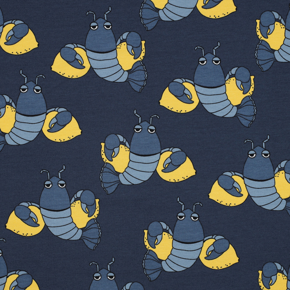 French Terry Cool Lobsters 235 g/m² ca. 150 cm col. 001 blue