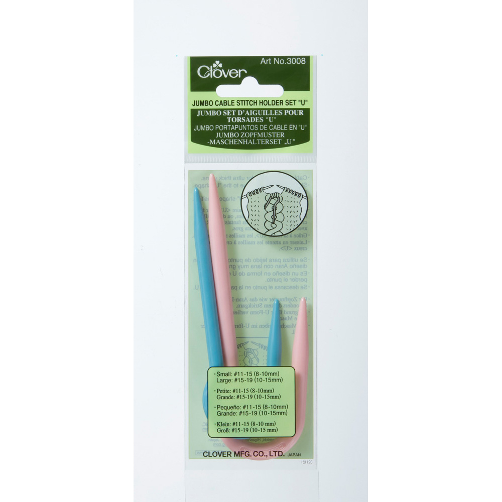 Zopfmuster-Maschenhalterset blau pink 2 St
