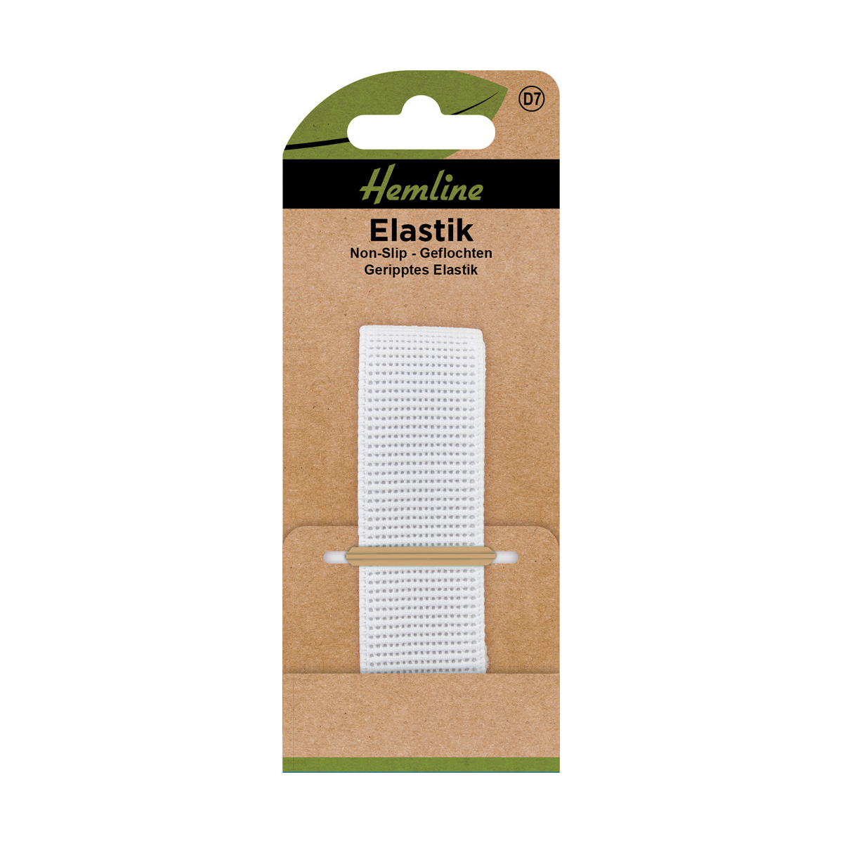 Geripptes Elastik Non-Slip 25 mm weiß 1 m