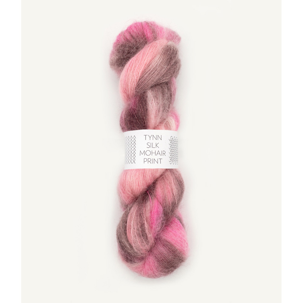 Wolle Sandnes Garn pink berries Tynn Silk Mohair Print 424m 50g