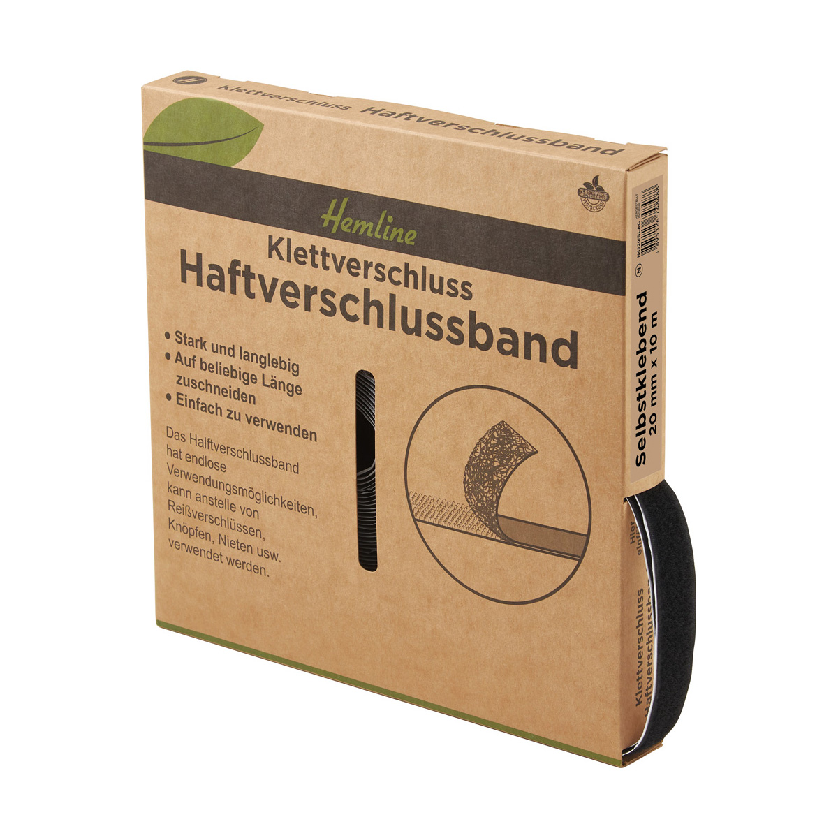 Klettverschluss selbstklebend 20mm x 10m schwarz 1 St