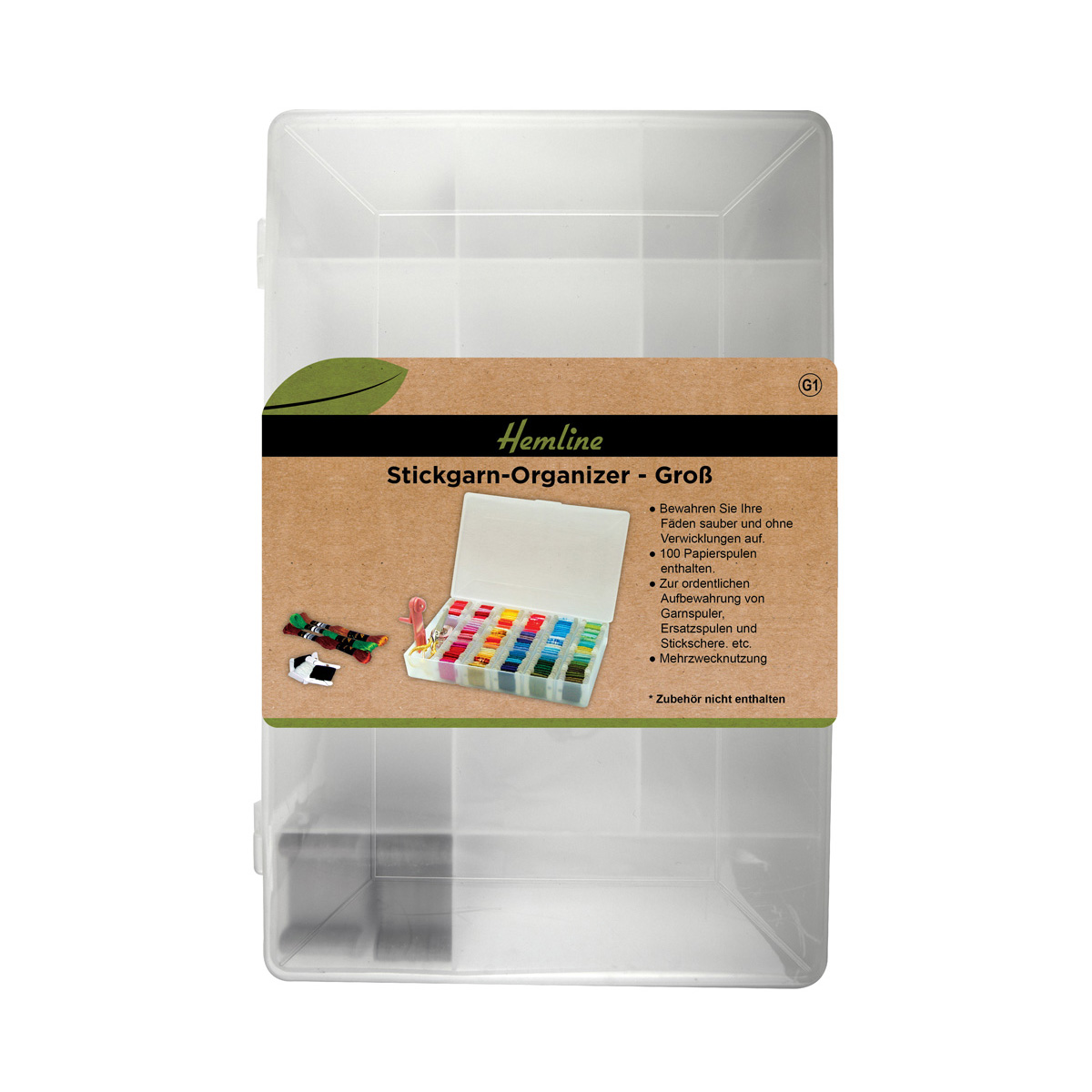 Spulenbox Stickgarn-Organizer 28x18x4 cm