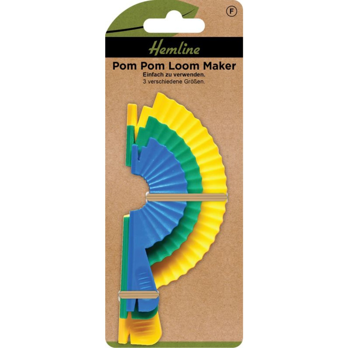 Pom Pom Loom Maker blau, grün, gelb 3 St