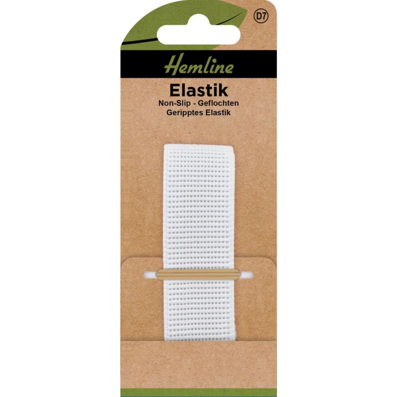 Geripptes Elastik Non-Slip 25 mm weiß 1 m