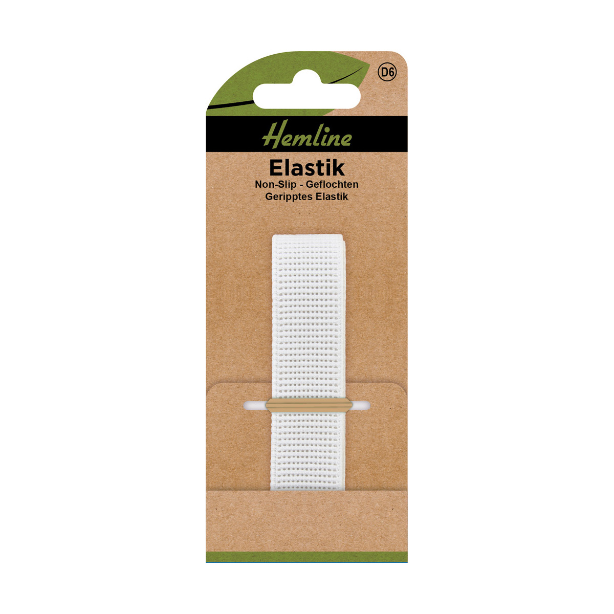 Geripptes Elastik Non-Slip 20 mm weiß 1 m