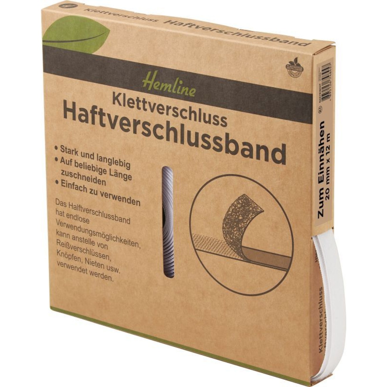 Klettverschluß zum Einnähen 20mm x 12m weiß 1 St