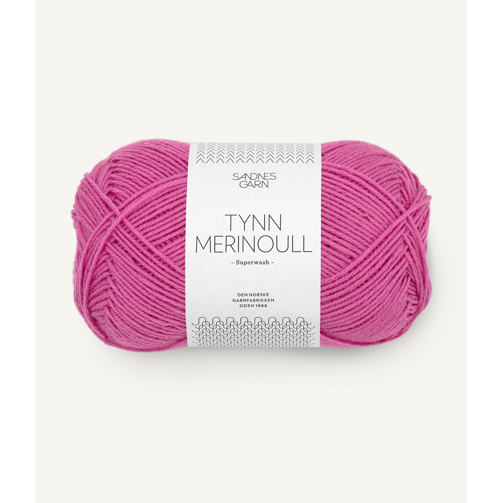 Wolle Sandnes Garn magenta Tynn Merinoull  175m 50g